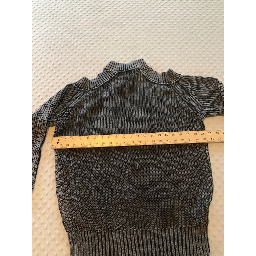 Free People Charcoal Gray Cold Shoulder Cutout‎ Mock Neck Sweater Size S - Picture 3 of 9